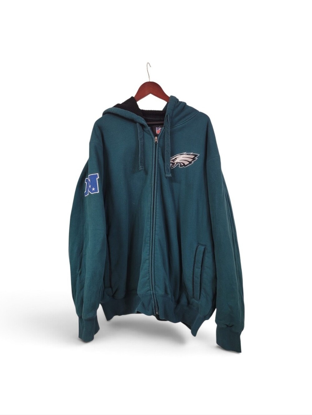 Vintage 2005 Philadelphia Eagles NFL Full Zip Sherpa Lined Hoodie Sweatshirt XXL
